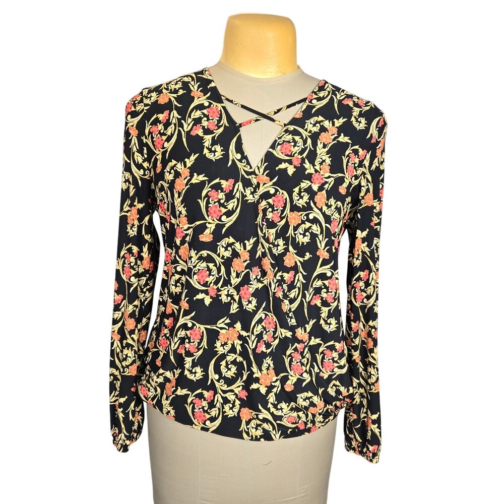 INC International‎ Concepts Womens Medium Blouse Criss Cross Neckline Stretch